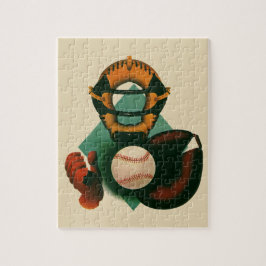 Quebra-cabeça Jogador de Basebol Esportivo Vintage, Catcher com 