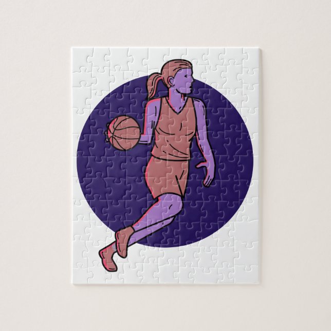 Quebra-cabeça Jogador de basquetebol da mulher que pinga a mono (Vertical)