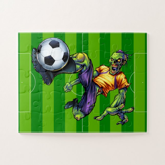 Quebra-cabeça Jogador de futebol do Halloween Zombie (Horizontal)