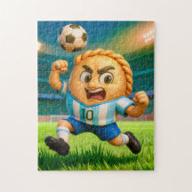 Jogador de futebol empanada argentino saltando de 