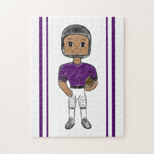 Quebra-cabeça jogador de futebol retrô vintage roxo preto simple