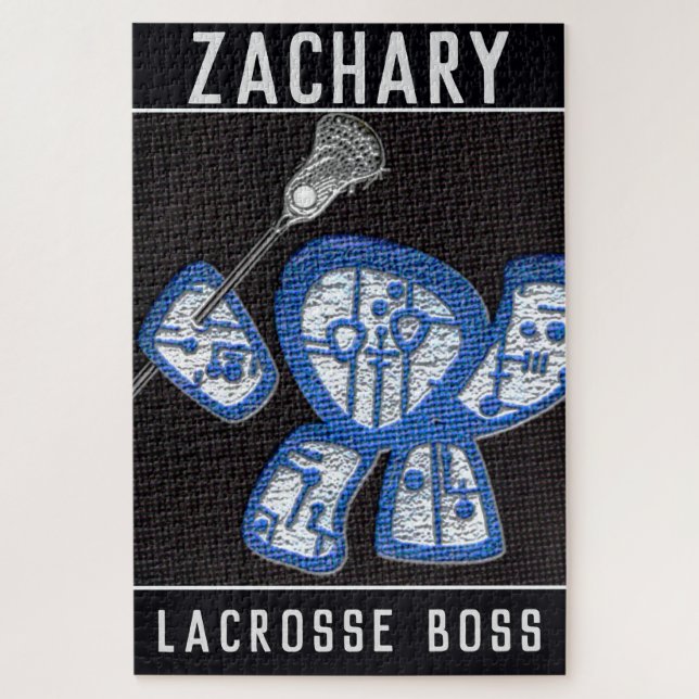 Quebra-cabeça jogador de Lacrosse personalizado (Vertical)