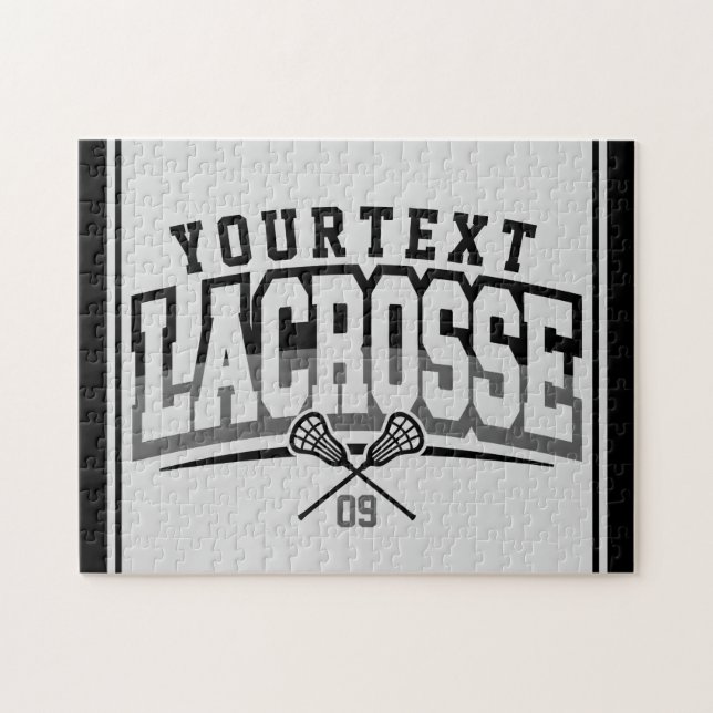 Quebra-cabeça Jogador de Lacrosse Personalizado ADICIONAR NOME N (Horizontal)