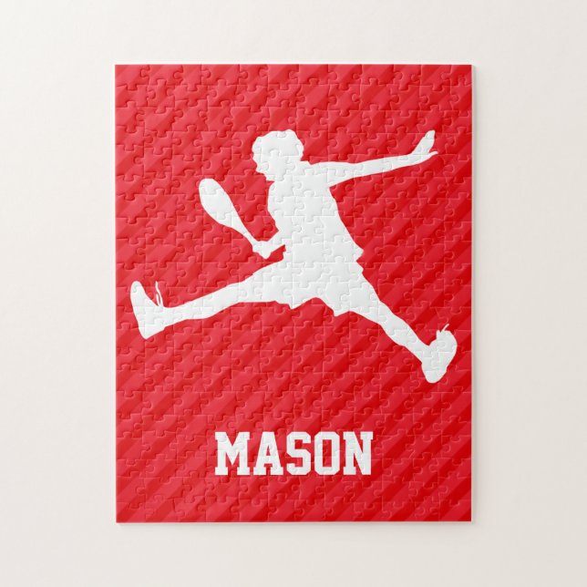 Quebra-cabeça Jogador tênis; Escarlate Red Strips (Vertical)