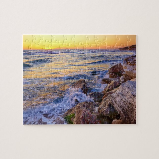 Quebra-cabeça Jogo-Cena do Pôr do Sol na Praia (Horizontal)