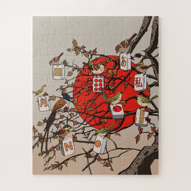 Quebra-cabeça Jogo de Mahjong Pássaros (Vertical)