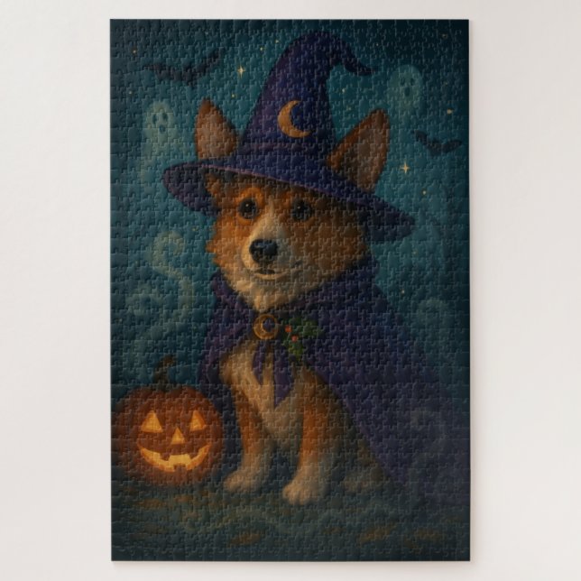 Quebra-cabeça Jogo Noite Whimsical Mystical Corgi Encantado (Vertical)