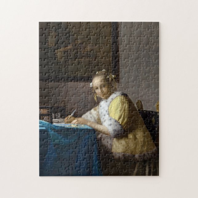 Quebra-cabeça Johannes Vermeer - A Lady escrevendo uma Carta (Vertical)