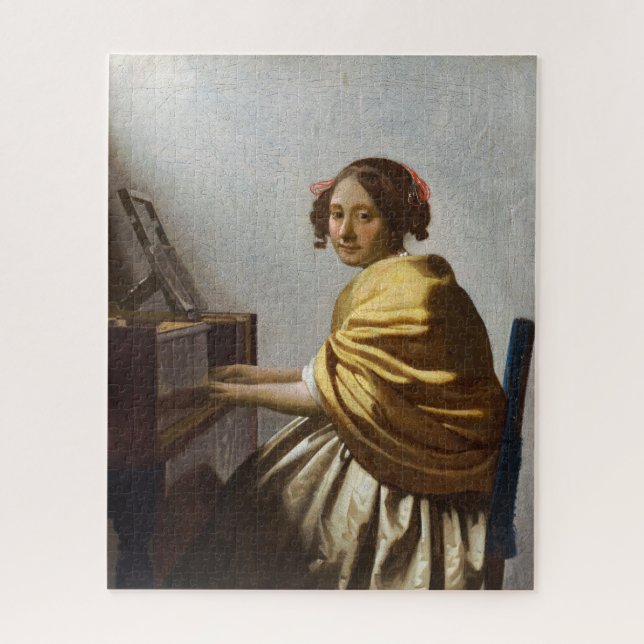 Quebra-cabeça Johannes Vermeer - Jovem Mulher Sentada na Virgina (Vertical)