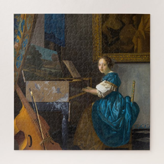 Quebra-cabeça Johannes Vermeer - Lady Seated at a Virginal (Vertical)