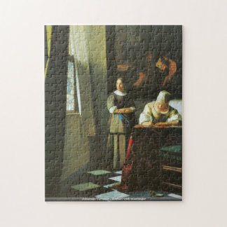 Quebra-cabeça Johannes Vermeer - mulher com mensageiro