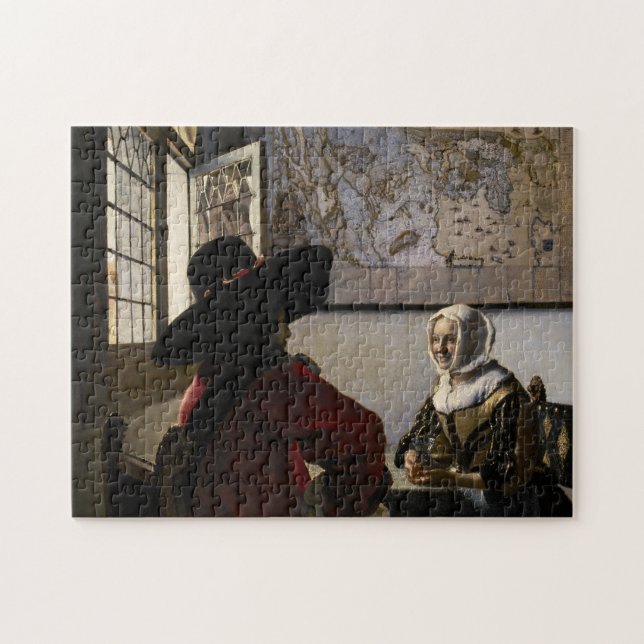 Quebra-cabeça Johannes Vermeer - Oficial com uma Garota Rindo (Horizontal)