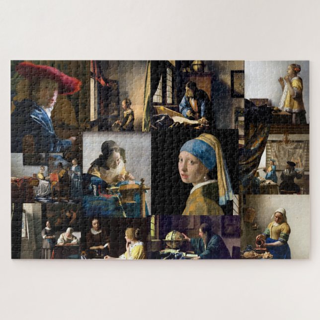 Quebra-cabeça Johannes Vermeer - Patchwork de obras-primas (Horizontal)