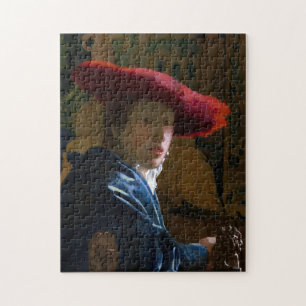 Quebra-cabeça Johannes Vermeer - Rapariga com Chapéu Vermelho
