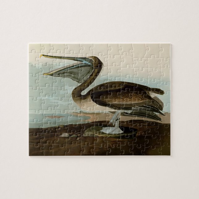 Quebra-cabeça John James Audubon Brown Pelican Artwork Painting (Horizontal)
