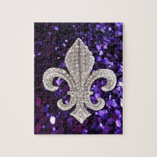 Quebra-cabeça Joia de faísca Fleur De Lis Sequins Roxo