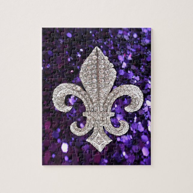 Quebra-cabeça Joia de faísca Fleur De Lis Sequins Roxo (Vertical)