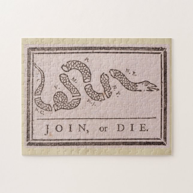 Quebra-cabeça Join or Die by Benjamin Franklin (Horizontal)