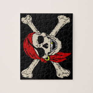 Quebra-cabeça Jolly Roger Pirate Skull Bones Red Bandanna