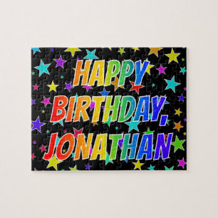 Quebra-cabeça "JONATHAN" Primeiro Nome, Diversão "FELIZ ANIVERS
