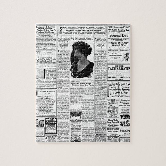 Quebra-cabeça Jornal preto & branco velho, anúncio retro do (Vertical)