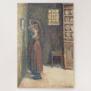 Quebra-cabeça Jovem Camponesa Fazendo O Cabelo 1891 - Pissarro