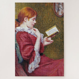Quebra-cabeça Jovem com cabelo vermelho lendo um bom livro