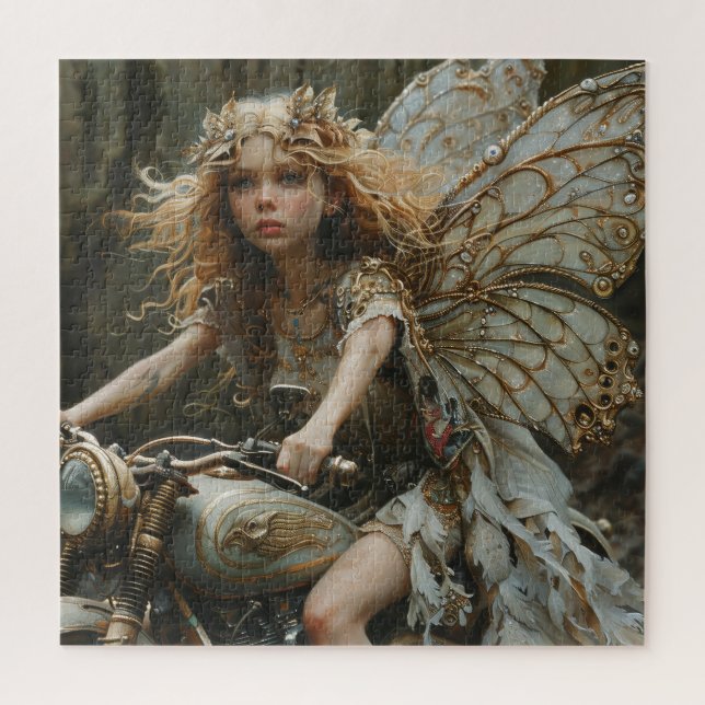 Quebra-cabeça Jovem Fada Dirigindo uma moto (Vertical)