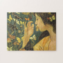 Quebra-cabeça Jovem Japonesa Com Lindas Borboletas