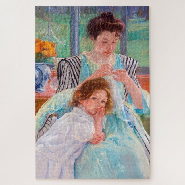 Quebra-cabeça Jovem Mãe Costurando, Mary Cassatt (Vertical)