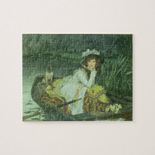 Quebra-cabeça Jovem mulher de James Tissot   em um barco, ou