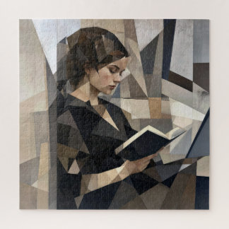 Quebra-cabeça Jovem Mulher Lendo um Livro Estilo Picasso