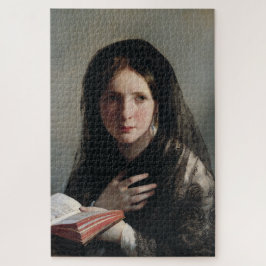 Quebra-cabeça Jovem Mulher Perdida nos Sonhos (Lendo um Livro)