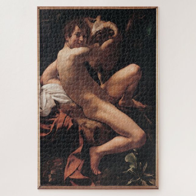 Quebra-cabeça Jovem Santo João Batista com Ram - Caravaggio (Vertical)