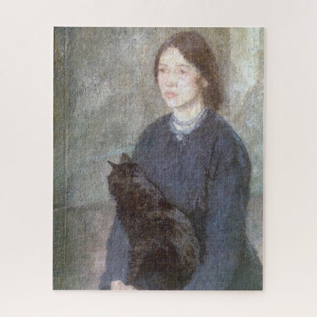 Quebra-cabeça Jovem Segurando um Gato Negro (por Gwen John) (Vertical)