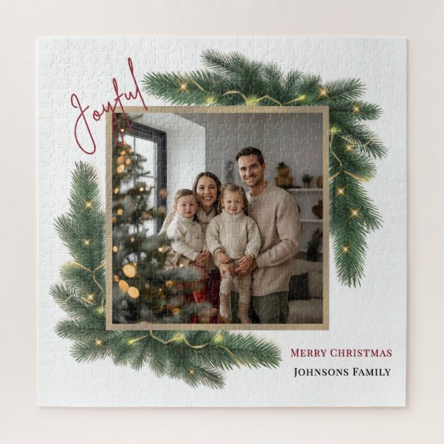 Quebra-cabeça Joyful Christmas Personalized Family Photo Puzzle (Vertical)