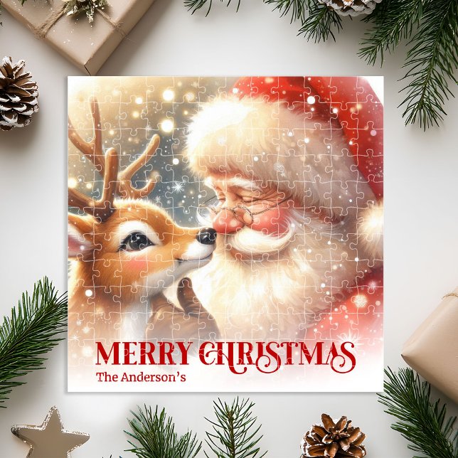 Quebra-cabeça Joyful Santa Rudolph Personalized Christmas Kids  (Joyful Santa Rudolph Personalized Christmas Kids Holiday Puzzle

)