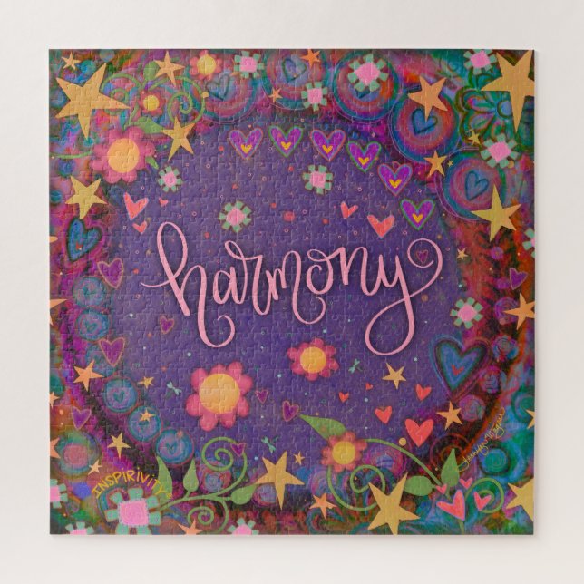 Quebra-cabeça Joyful Trendy Harmony Heart Inspirividade Floral (Vertical)