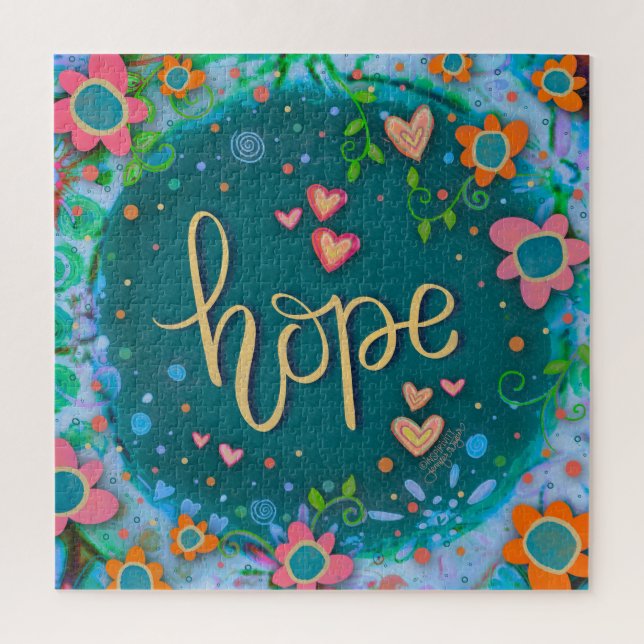 Quebra-cabeça Joyful Trendy Hope Heart Inspirividade Floral (Vertical)