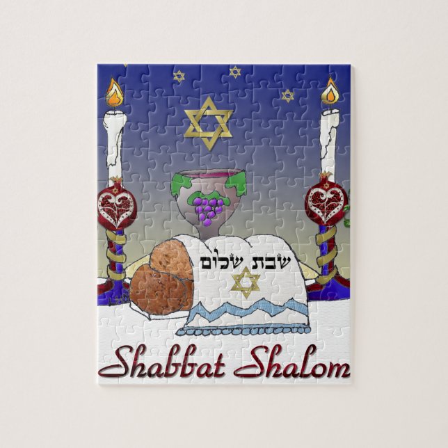 Quebra-cabeça Judaica Shabbat Shalom Art Impressão (Vertical)