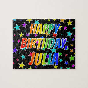 Quebra-cabeça "JULIA" Primeiro Nome, "FELIZ ANIVERSÁRIO"