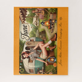 Quebra-cabeça June Retro Summer Camping Pin-Up Girl