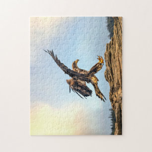 Quebra-cabeça Juvenil Bald Eagle praticando suas habilidades de