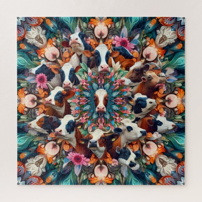 Quebra-cabeça Kaleidoscope Cows (Vertical)