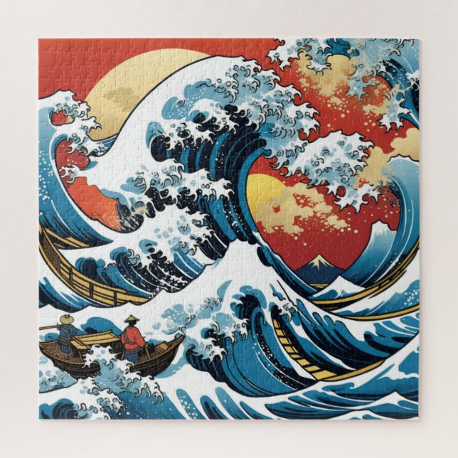 Quebra-cabeça Kanagawa Japonês A grande onda (Vertical)