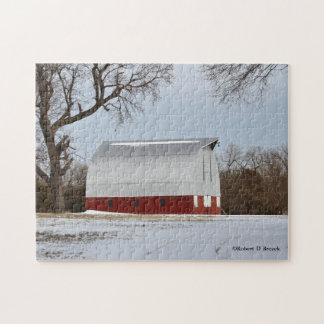 Quebra-cabeça Kansas Red Barn e Snow