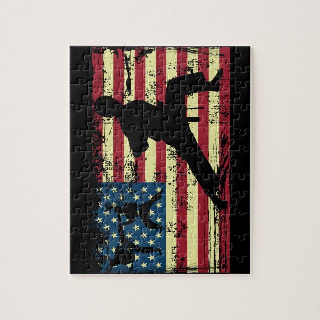 Quebra-cabeça Karate American Flag Artes Marciais (Vertical)