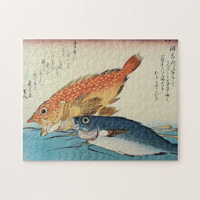 Quebra-cabeça Kasogo & Himedai - Peixe Japonês de Hiroshige (Horizontal)