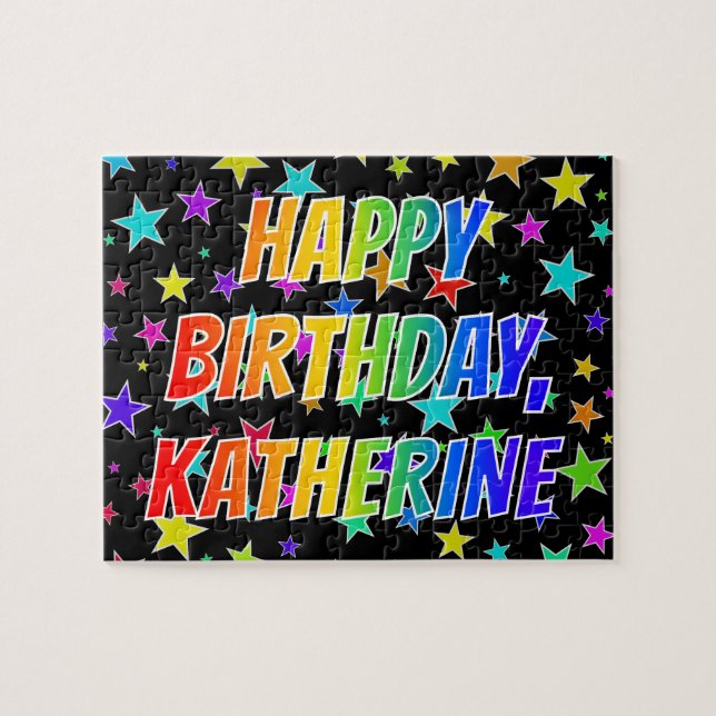 Quebra-cabeça "KATHERINE" Primeiro Nome, Diversão "FELIZ ANIVERS (Horizontal)