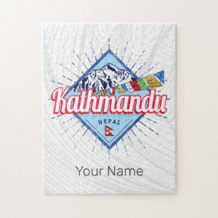 Quebra-cabeça Katmandu Montanhas Nepal Retro Flagres Souvenir